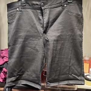 Avenue Women's Black Denim-Style Jean Shorts